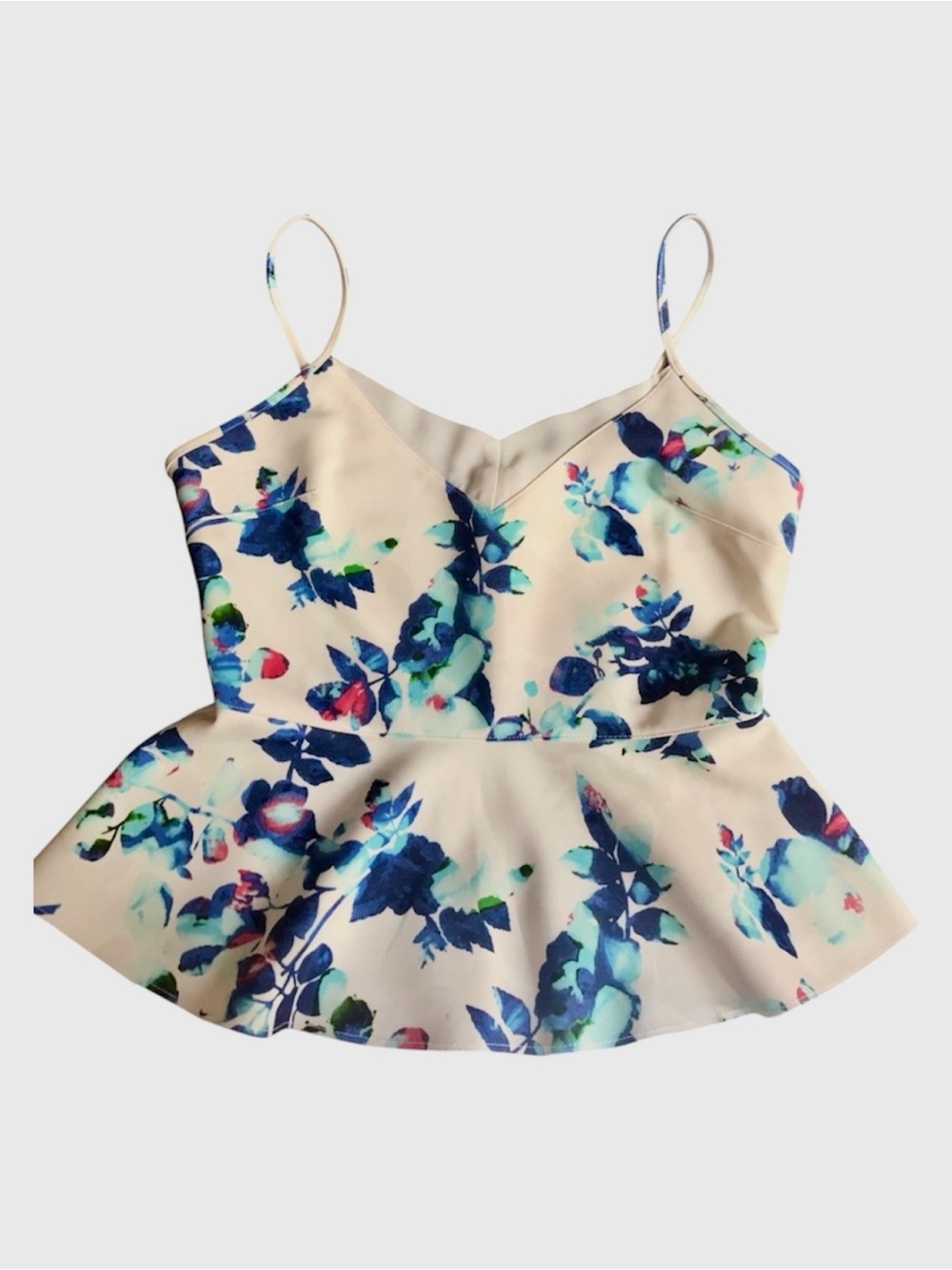 Metaphor Floral Peplum Watercolor with Leaf Design - Top Small S